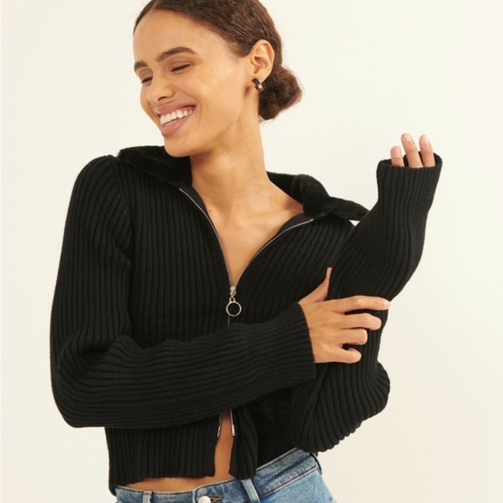 Crop fur firm jacket